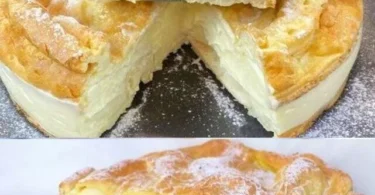 Ein leckerer Puddingkuchen auf einem Teller, dekoriert mit frischen Früchten.