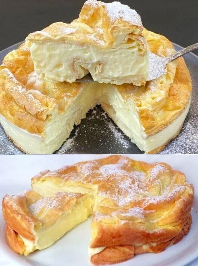 Ein leckerer Puddingkuchen auf einem Teller, dekoriert mit frischen Früchten.
