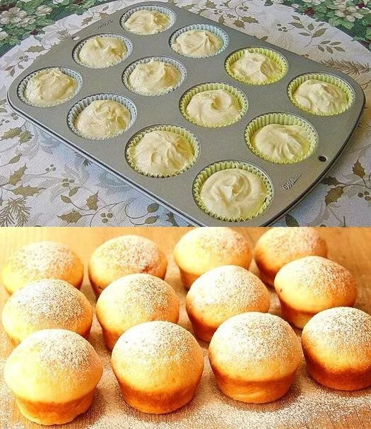 Quark Muffins mit Vanillepudding