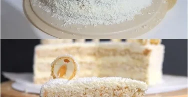Leckere Raffaello-Torte mit Kokosnuss und Mandeln, ideal für besondere Anlässe.