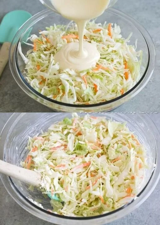 Weißkohl Salat mit 1 kg Weißkohl und 150 ml Mayonnaise, frisch zubereitet.