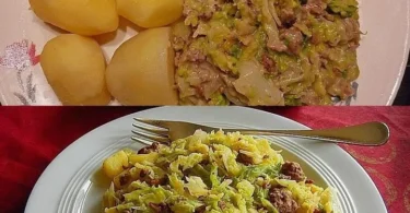 Schmackhafter Savoyenkohl mit Hackfleisch Gericht auf einem Teller