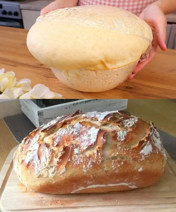 Schnelles Joghurtbrot frisch gebacken und serviert auf einem Holzbrett.