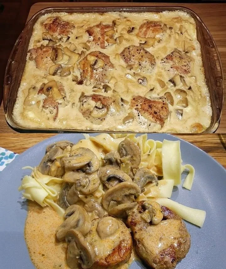 Schweinefilet im Speckmantel mit Champignons und Spätzle
