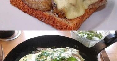 Bild von Schweinefilet mit Pilzen und Gouda auf Toast