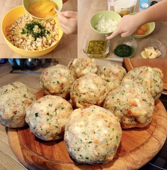 Semmelknödel serviert mit Sauce und Petersilie, traditionelle deutsche Beilage