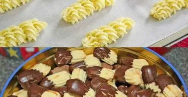 Spritzgebäck Omas Art auf einem Teller, frisch gebacken in nur 3 Minuten.