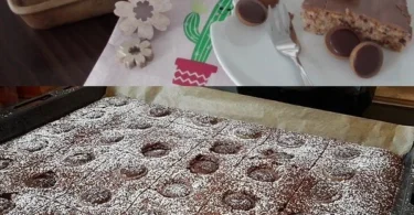 Leckere Toffifee Brownies mit Schokolade und Karamell-Topping