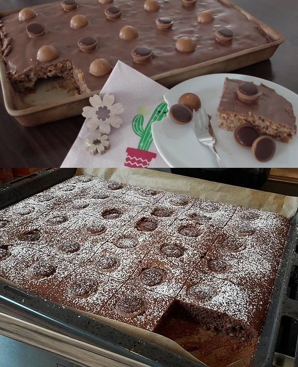Leckere Toffifee Brownies mit Schokolade und Karamell-Topping