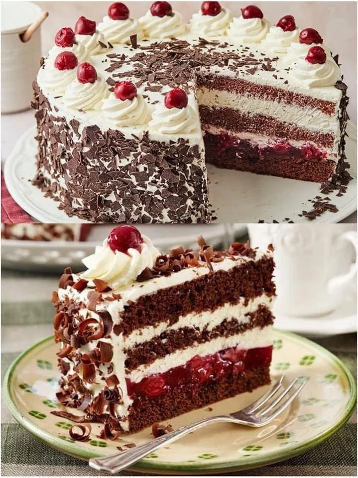 Biskuitkuchen mit Sauerkirschen - ein köstliches, fruchtiges Dessert