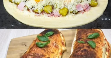 Leckere Calzone aus Blätterteig, gefüllt mit frischen Zutaten.