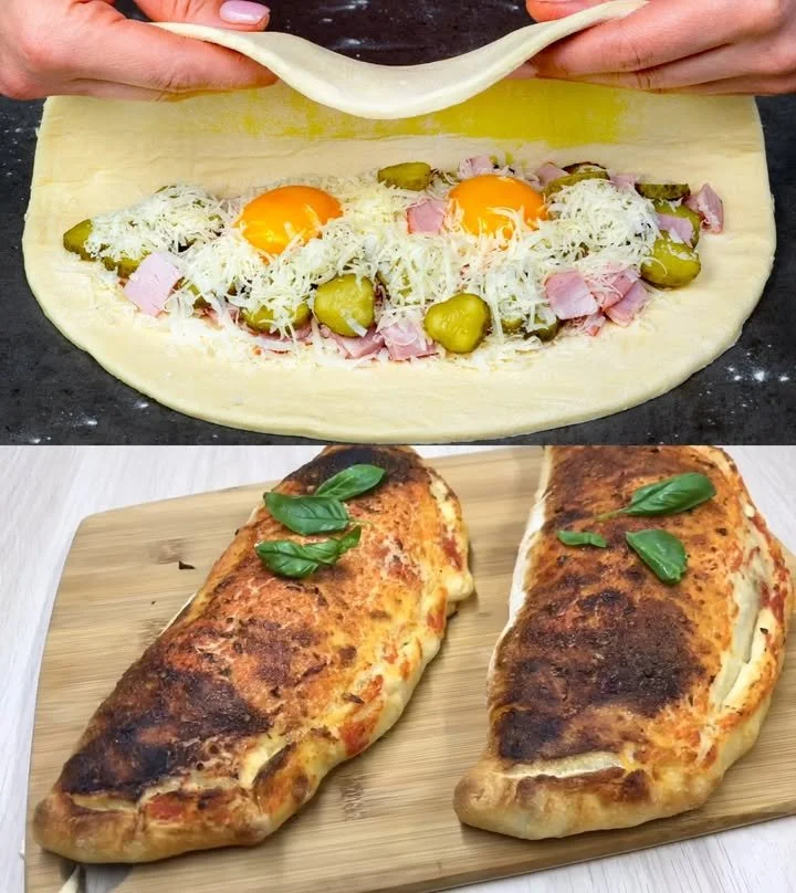 Leckere Calzone aus Blätterteig, gefüllt mit frischen Zutaten.