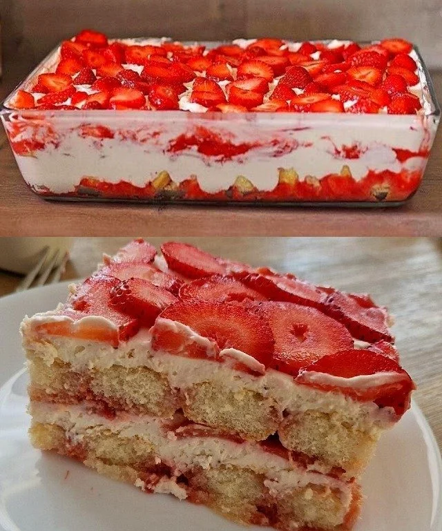 Erdbeer-Tiramisu in einer eleganten Dessertschale serviert