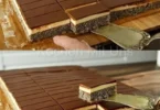 Fantastischer Mohnkuchen mit Vanillecreme auf einem Teller