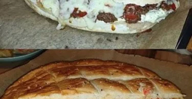 Fladenbrot mit Hackfleisch serviert auf einem Teller