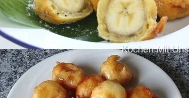 Gebratene Bananen nach chinesischer Art, knusprig und süß.