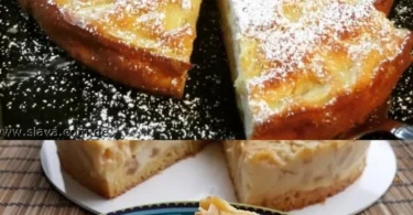 Gefüllter Pudding Apfelkuchen mit saftigen Äpfeln und cremiger Füllung