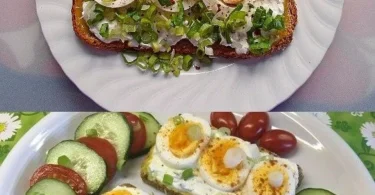 Hausgemachter Brotsalat mit frischem Gemüse und Kräutern