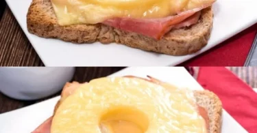 Leckerer Hawaii Toast mit frischem Obst und herzhaftem Belag.