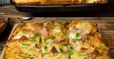 Leckeres Kartoffelauflauf Gericht frisch aus dem Ofen