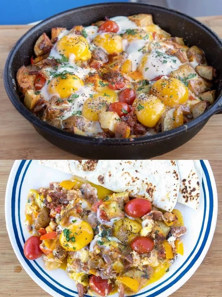 Leckere Kartoffelgerichte mit Käse und Ei auf einem Teller