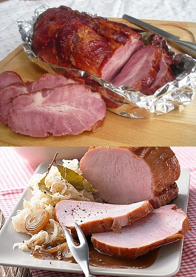 Leckeres Kasseler Braten serviert auf einem Teller mit Beilagen.