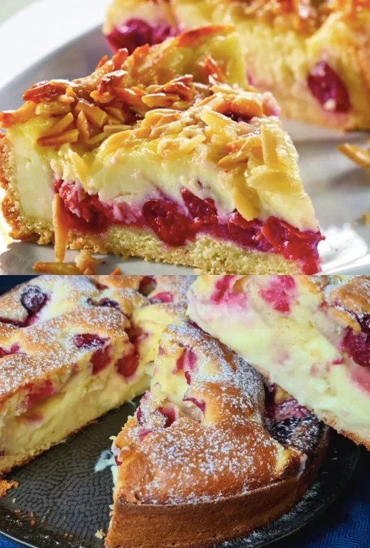 Delikater Kirschenpuddingkuchen mit saftigen Kirschen und Puddingcreme