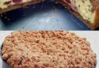 Kirschtorte mit Streusel auf einem eleganten Teller serviert