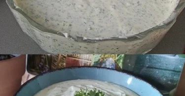 Frisches Kräuterdressing für Salate und Gerichte, zubereitet aus natürlichen Zutaten.