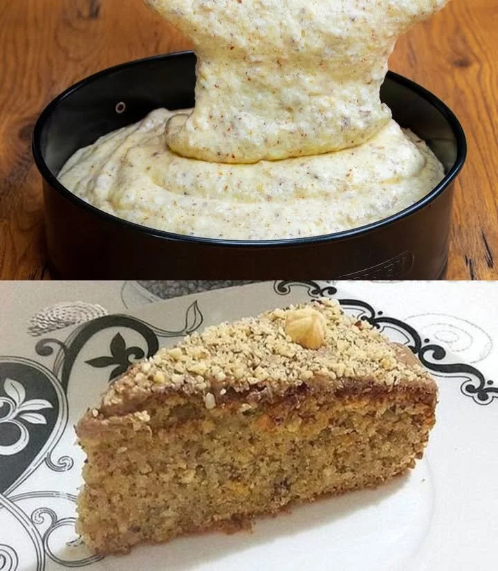Schnelles Rezept für Kuchen in 3 Minuten mit Zutaten auf einem Tisch.