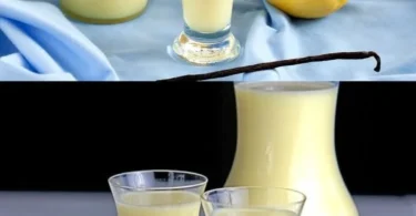 Köstlicher Limoncello mit Sahne in einem eleganten Glas serviert.