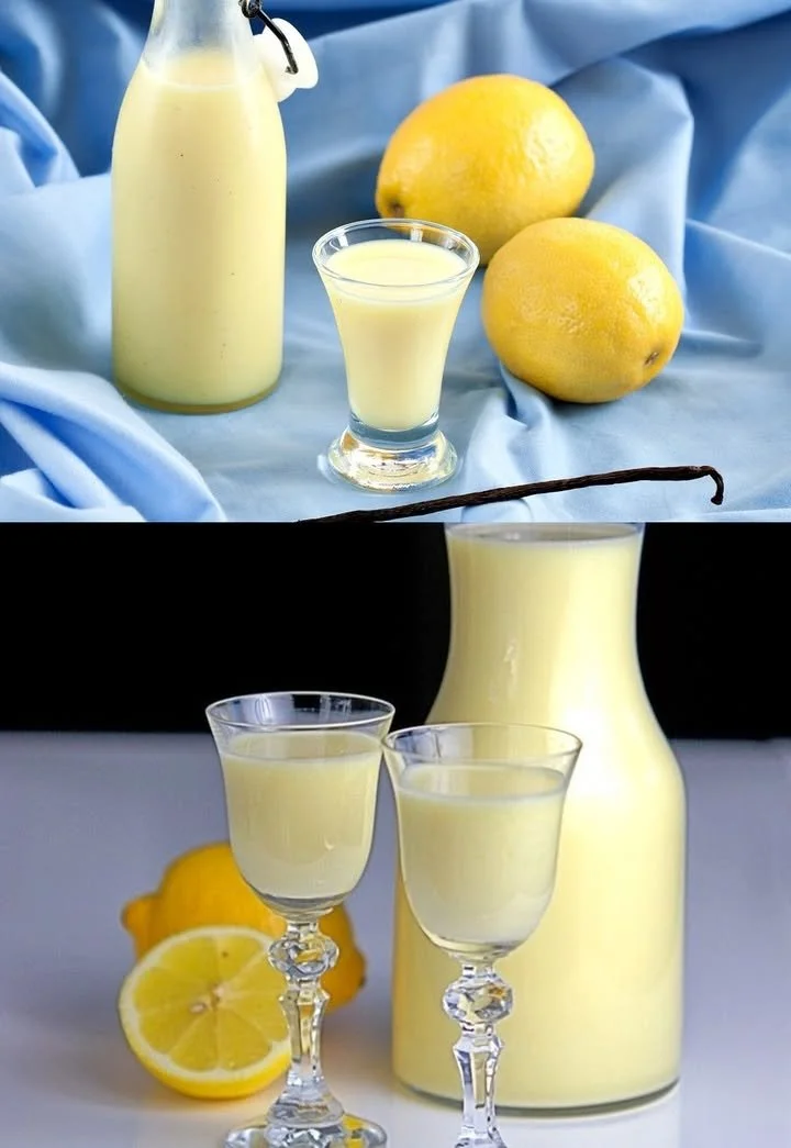 Köstlicher Limoncello mit Sahne in einem eleganten Glas serviert.