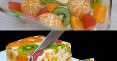 Milch- und Obstdessert ohne Gelatine, frisch und lecker serviert.
