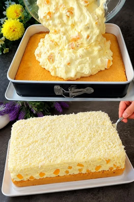 Minuten Kuchen mit Paradiescreme, ein schnelles und einfaches Rezept.