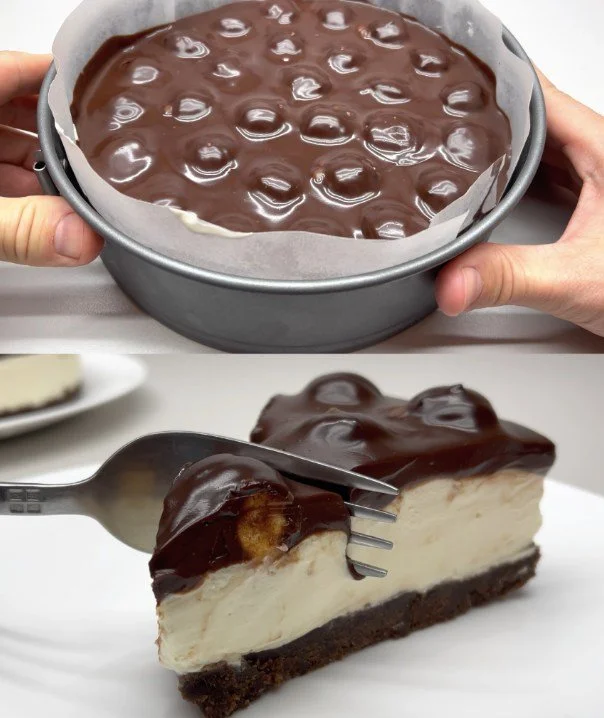 Leckere No Bake Cake auf einem dekorierten Tisch mit frischen Früchten.