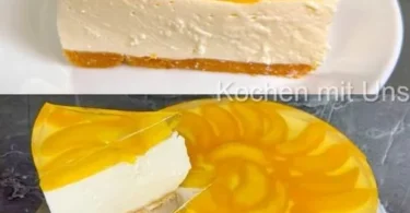 Leckerer No Bake Quark Kuchen mit frischen Früchten und Sahne