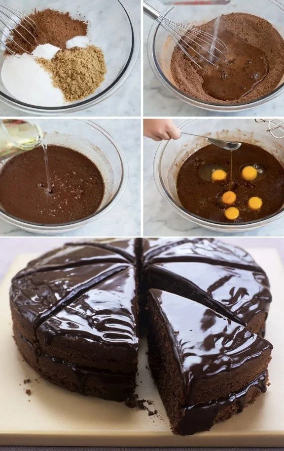 Leckerer Nusskuchen mit Walnüssen und Schokolade auf einem weißen Teller