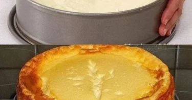 Omis Rahmkuchen mit Vanillepudding auf einem Teller serviert