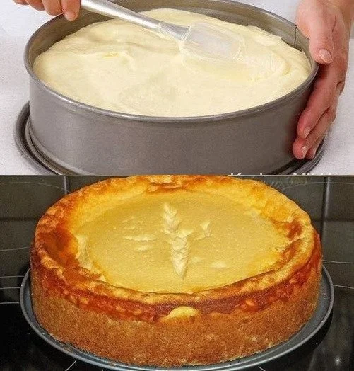 Omis Rahmkuchen mit Vanillepudding auf einem Teller serviert