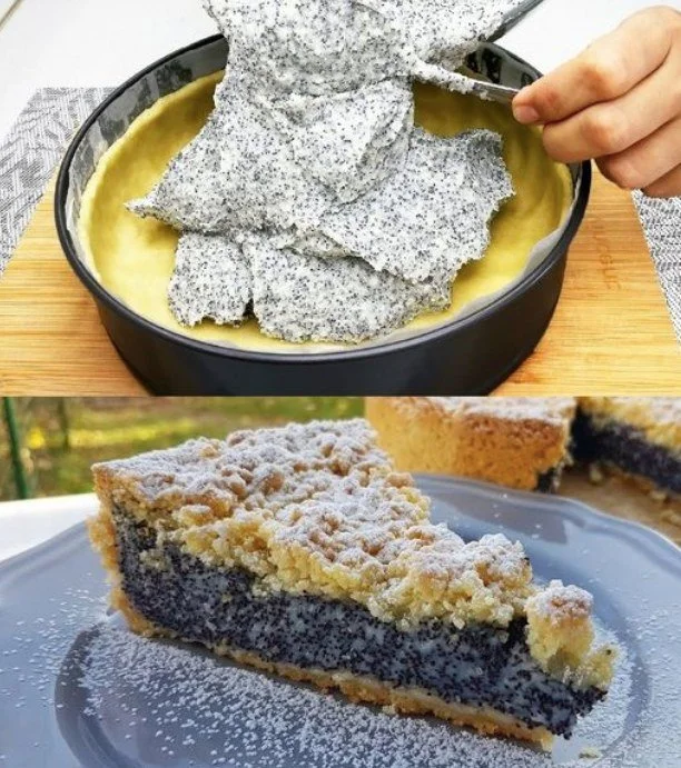 Leckerer Poppy Seed Cake mit frischem Mohn und Glasur