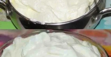 Leckeres Quark Dessert auf einem Teller serviert