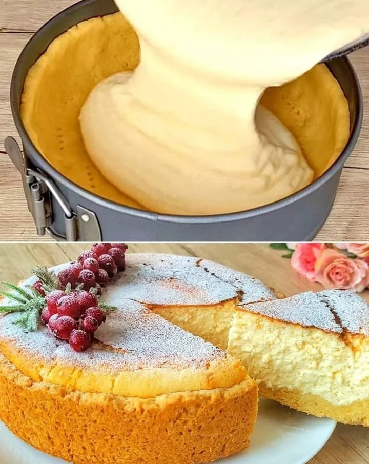 Ein appetitlicher Ricotta-Kuchen auf einem Teller, frisch aus dem Ofen.