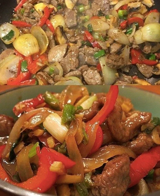 Rindfleisch mit frischem Gemüse in einem appetitlichen Gericht