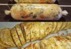 Serviettenknoedel auf einem Teller, traditionelles Rezept aus Deutschland