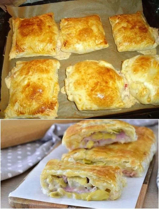 Taschen gefüllt mit Schinken und Käse, köstlicher Snack für jede Gelegenheit