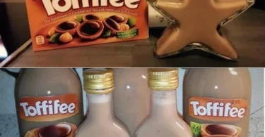 Flasche Toffifee-Likör mit Karamell und Nougatgeschmack