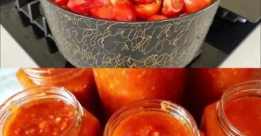 Hausgemachte Tomatensauce in einer Schüssel mit frischen Zutaten