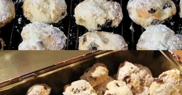 Ultrasaftiges Quarkstollenkonfekt ohne Hefe auf einem Teller