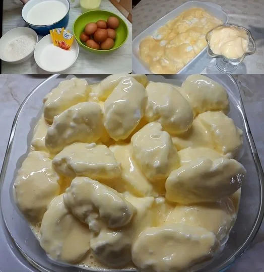Vanille-Dampfnudeln mit Vanillesauce auf einem Teller serviert