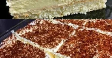 Vanillecreme-Kuchen auf einem Teller dekoriert mit frischen Früchten